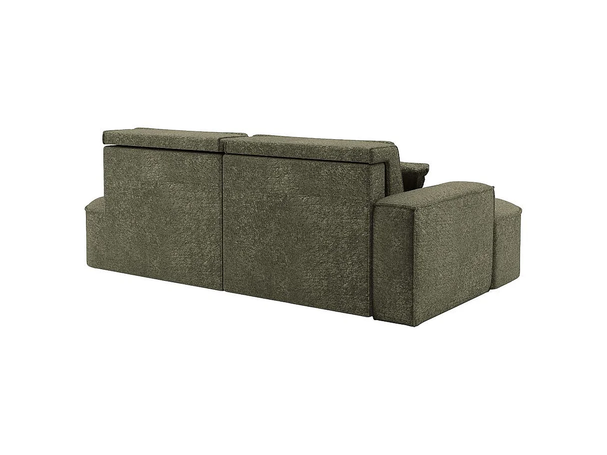 Canapé d'angle convertible 4 places en tissu chenille vert foncé MARLO
