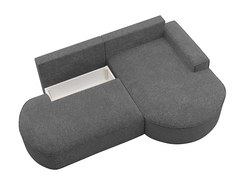 Canapé d'angle droit convertible 4 places MARLO en tissu chenille - Gris anthracite