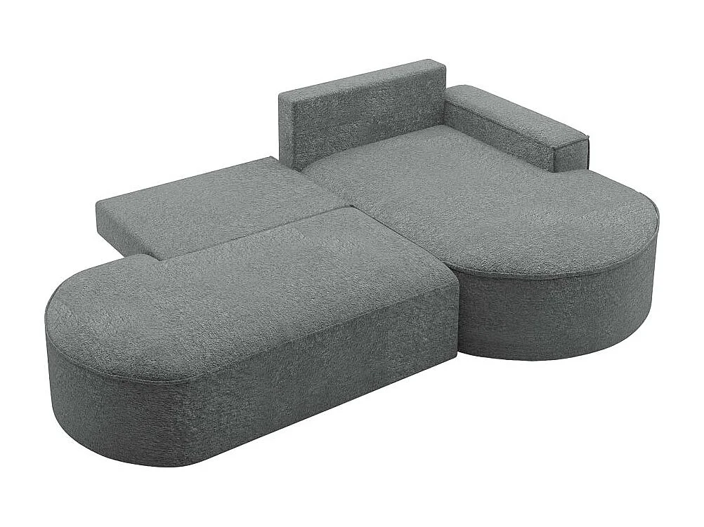 Canapé d'angle droit convertible 4 places MARLO en tissu chenille - Gris anthracite