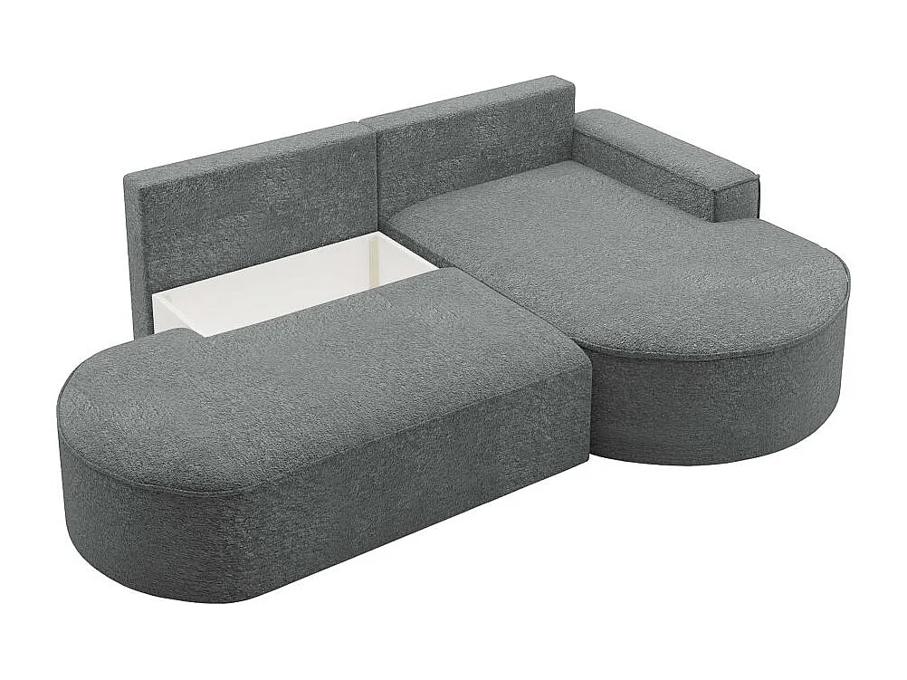Canapé d'angle droit convertible 4 places MARLO en tissu chenille - Gris anthracite
