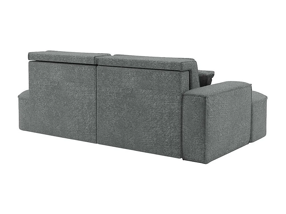 Canapé d'angle droit convertible 4 places MARLO en tissu chenille - Gris anthracite