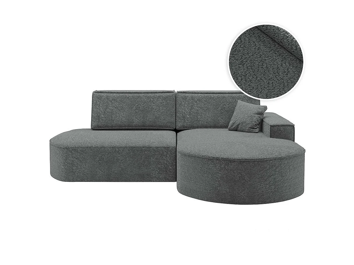 Canapé d'angle convertible 4 places en tissu chenille gris anthracite MARLO