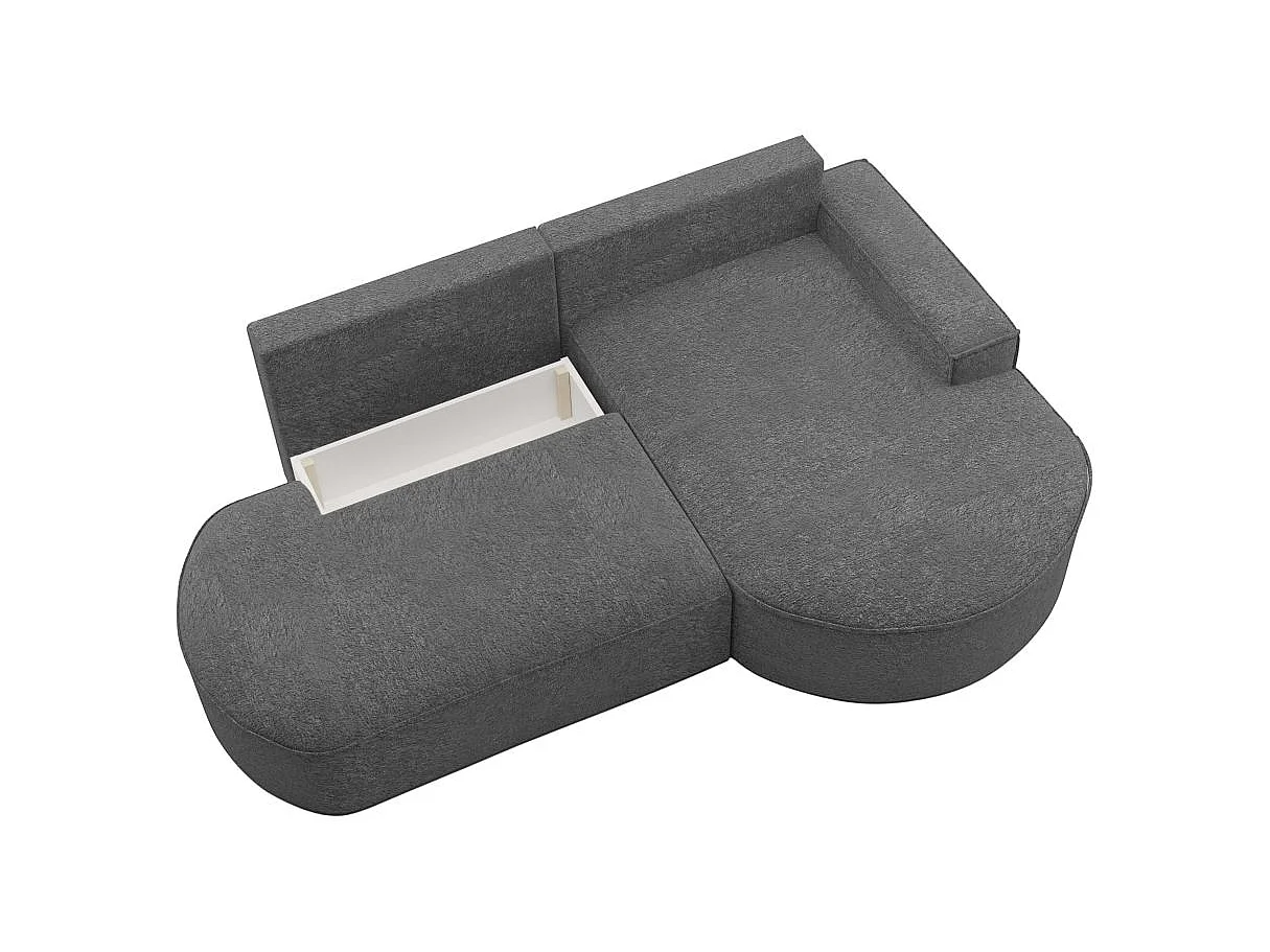 Canapé d'angle convertible 4 places en tissu chenille gris anthracite MARLO
