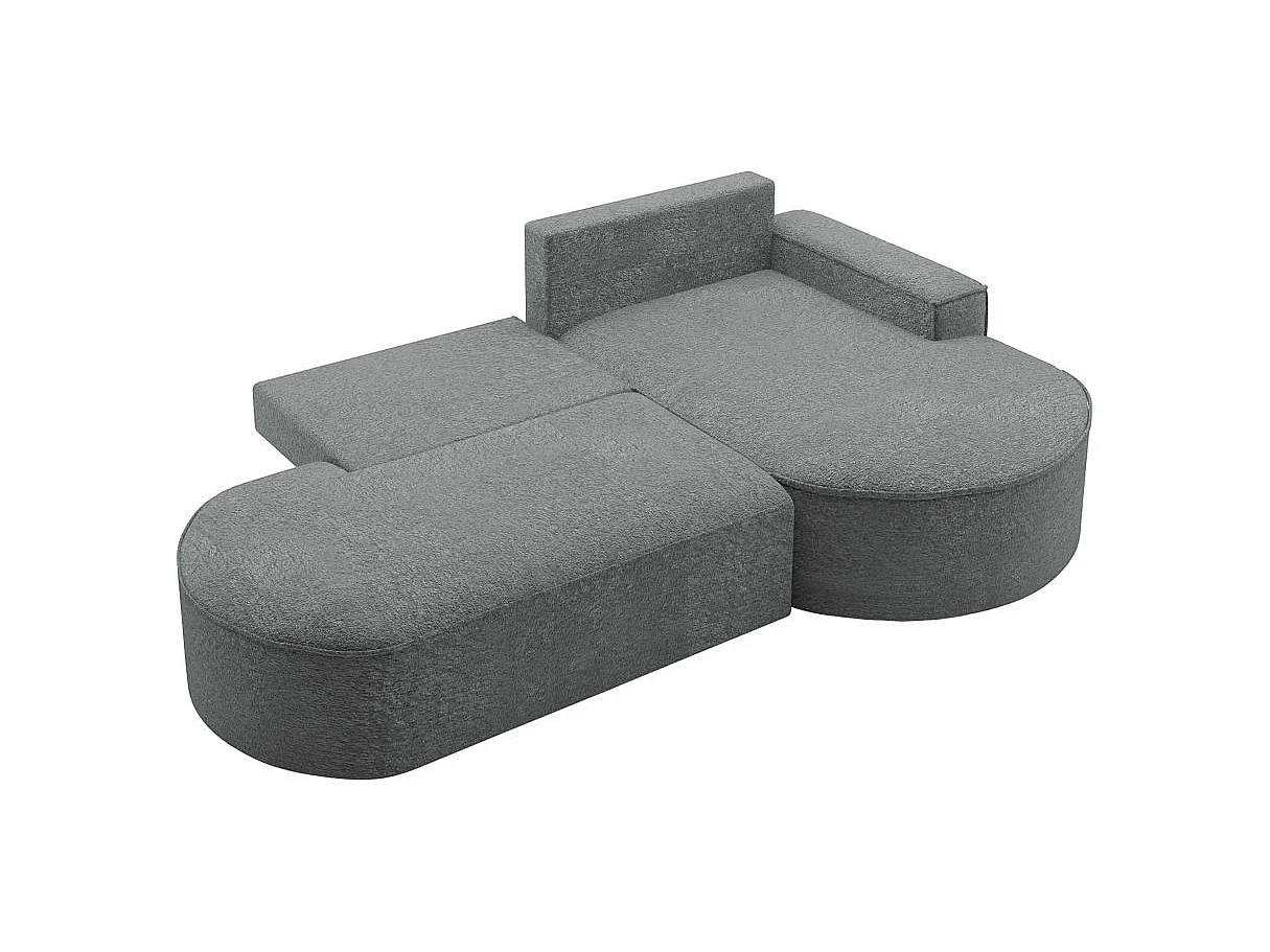 Canapé d'angle convertible 4 places en tissu chenille gris anthracite MARLO
