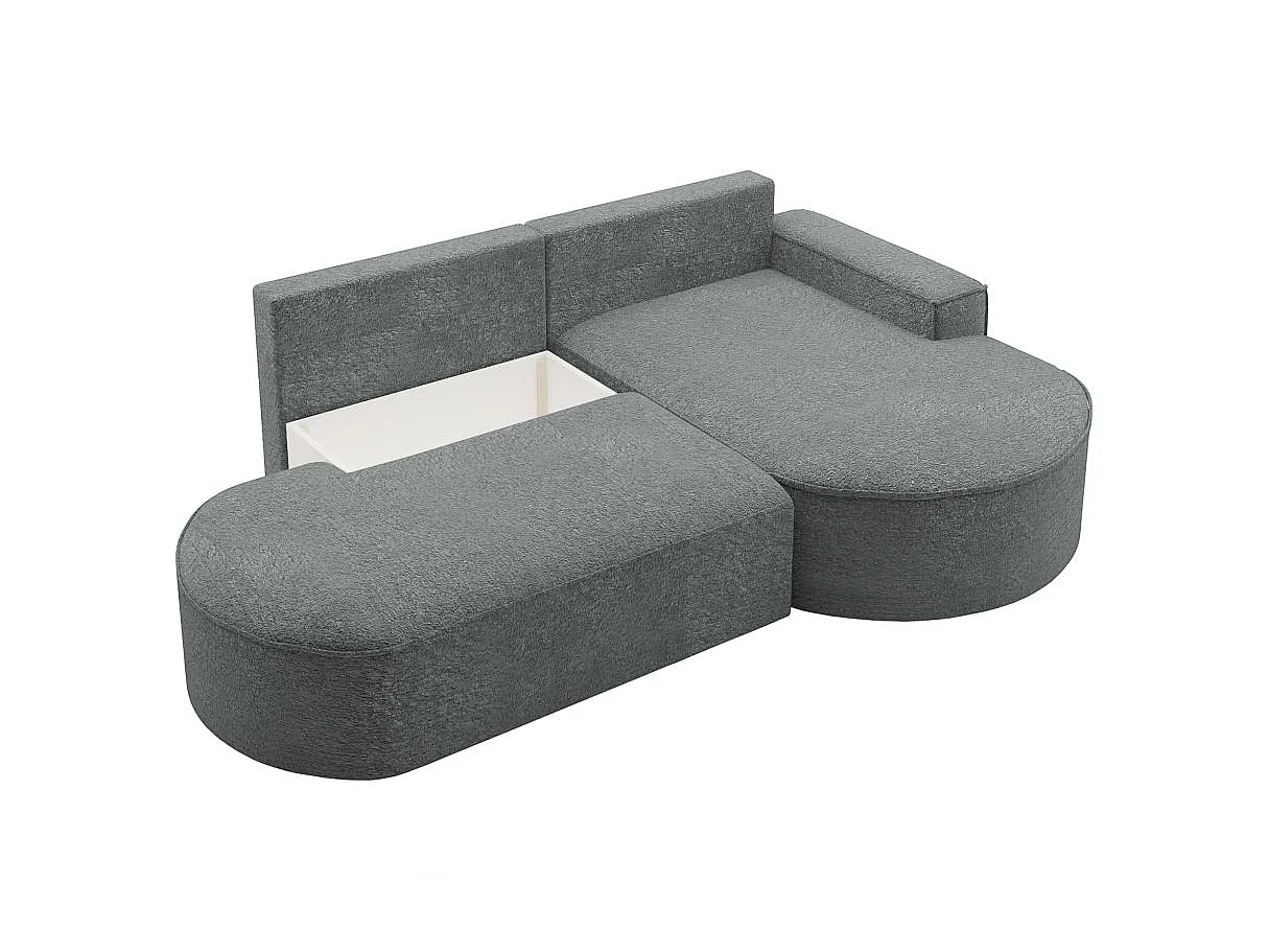 Canapé d'angle convertible 4 places en tissu chenille gris anthracite MARLO