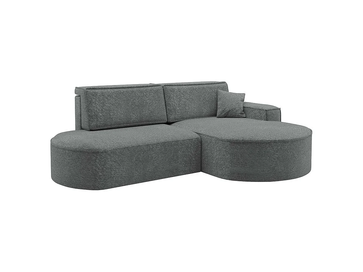Canapé d'angle convertible 4 places en tissu chenille gris anthracite MARLO