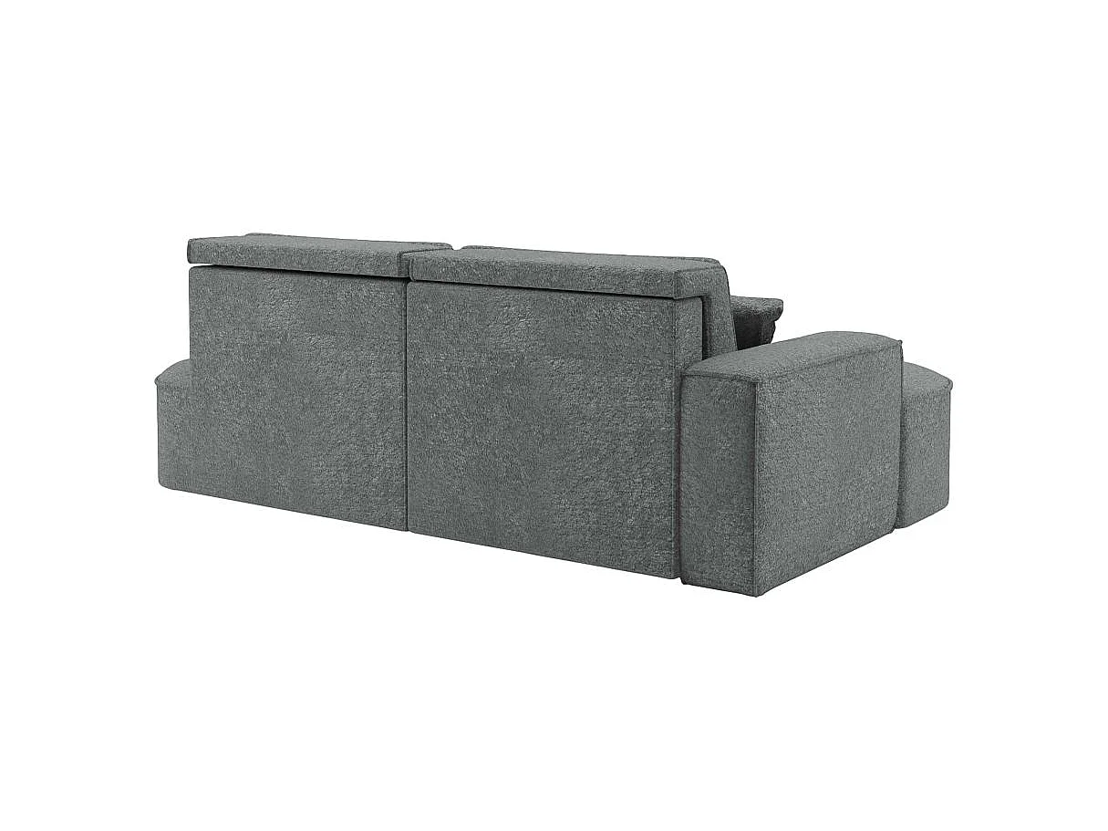 Canapé d'angle convertible 4 places en tissu chenille gris anthracite MARLO
