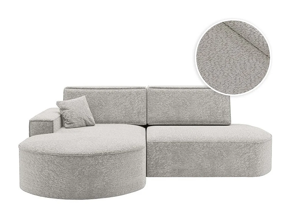Canapé d'angle gauche convertible 4 places MARLO en tissu chenille - Gris perle