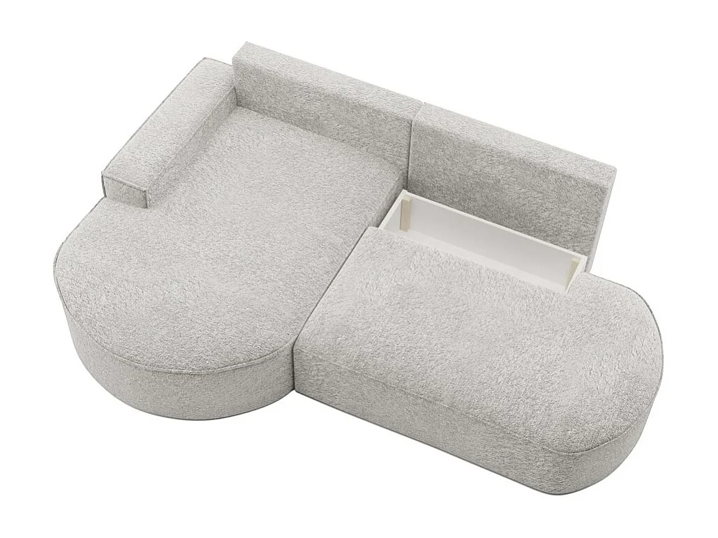 Canapé d'angle gauche convertible 4 places MARLO en tissu chenille - Gris perle