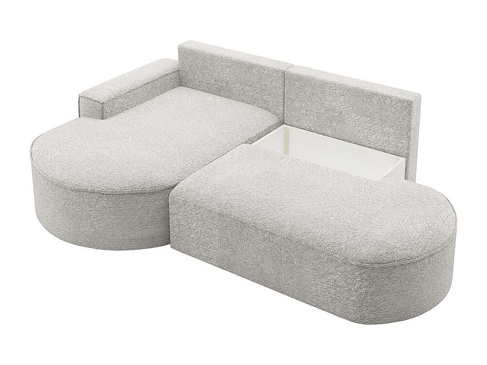 Canapé d'angle gauche convertible 4 places MARLO en tissu chenille - Gris perle