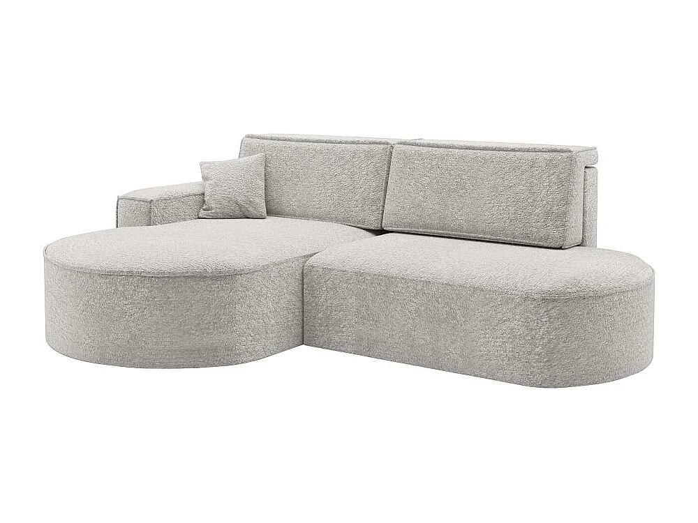 Canapé d'angle gauche convertible 4 places MARLO en tissu chenille - Gris perle