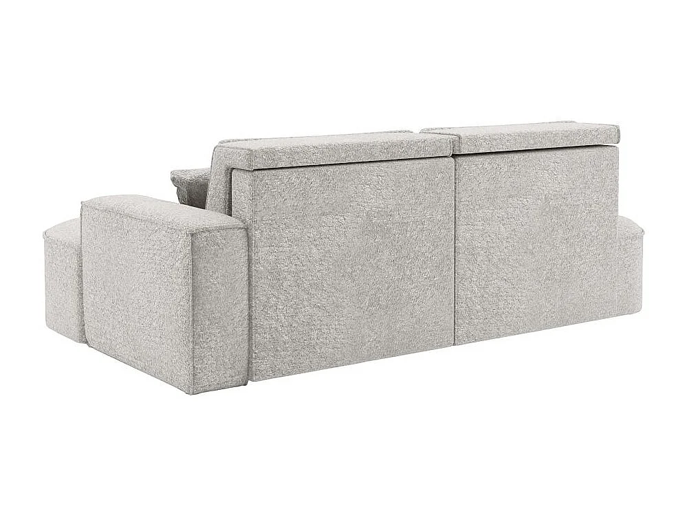 Canapé d'angle gauche convertible 4 places MARLO en tissu chenille - Gris perle