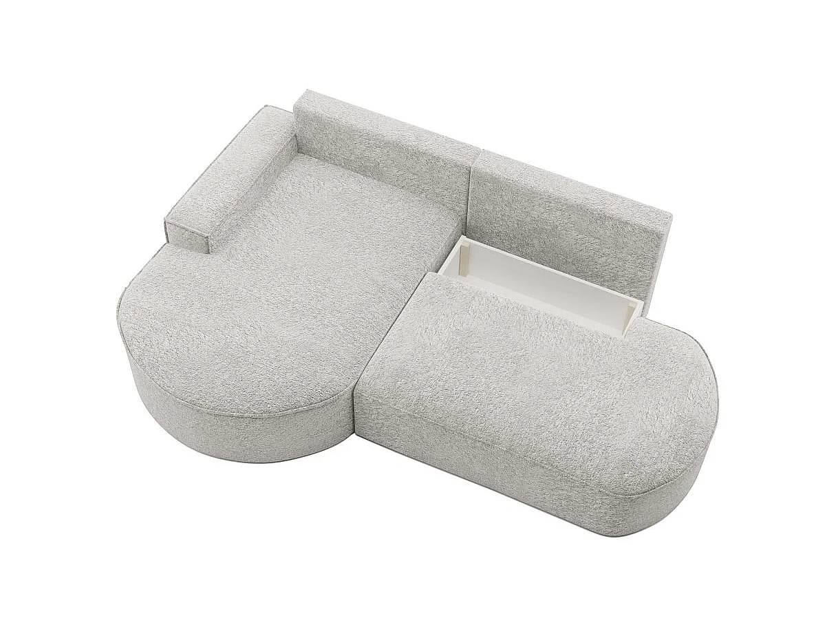 Canapé d'angle convertible 4 places en tissu chenille gris MARLO