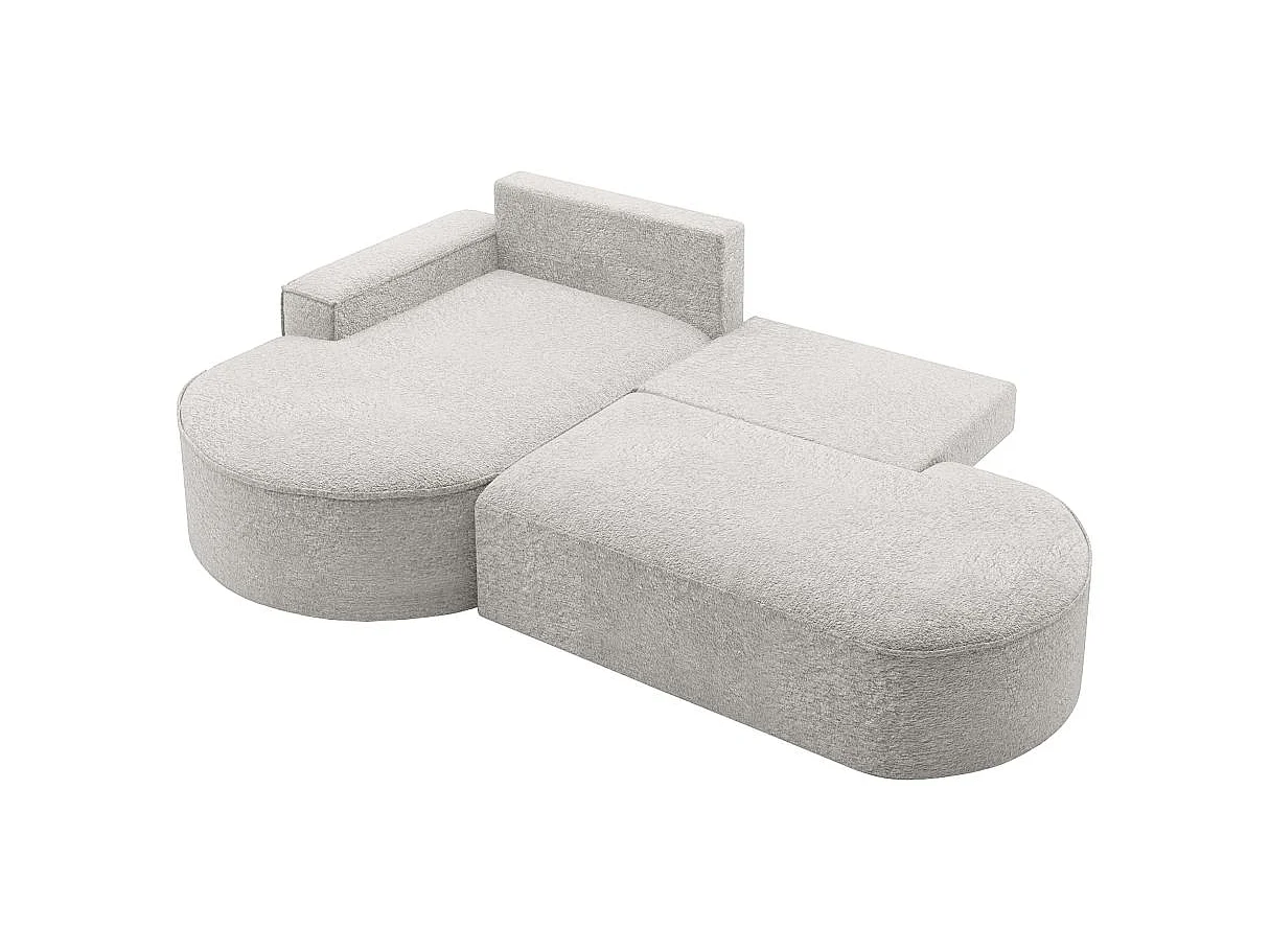 Canapé d'angle convertible 4 places en tissu chenille gris MARLO