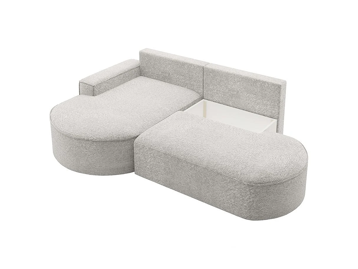 Canapé d'angle convertible 4 places en tissu chenille gris MARLO