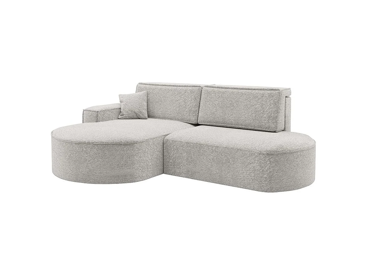 Canapé d'angle convertible 4 places en tissu chenille gris MARLO