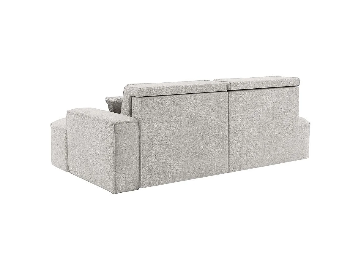 Canapé d'angle convertible 4 places en tissu chenille gris MARLO