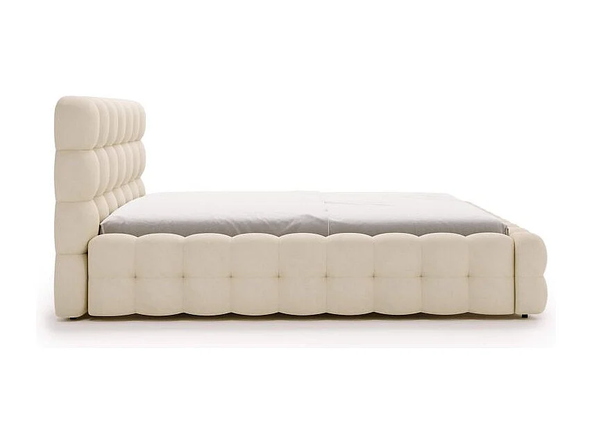 Cadre de lit avec coffre CARLY en velours - Beige - Dimensions du couchage : 140 x 200 cm