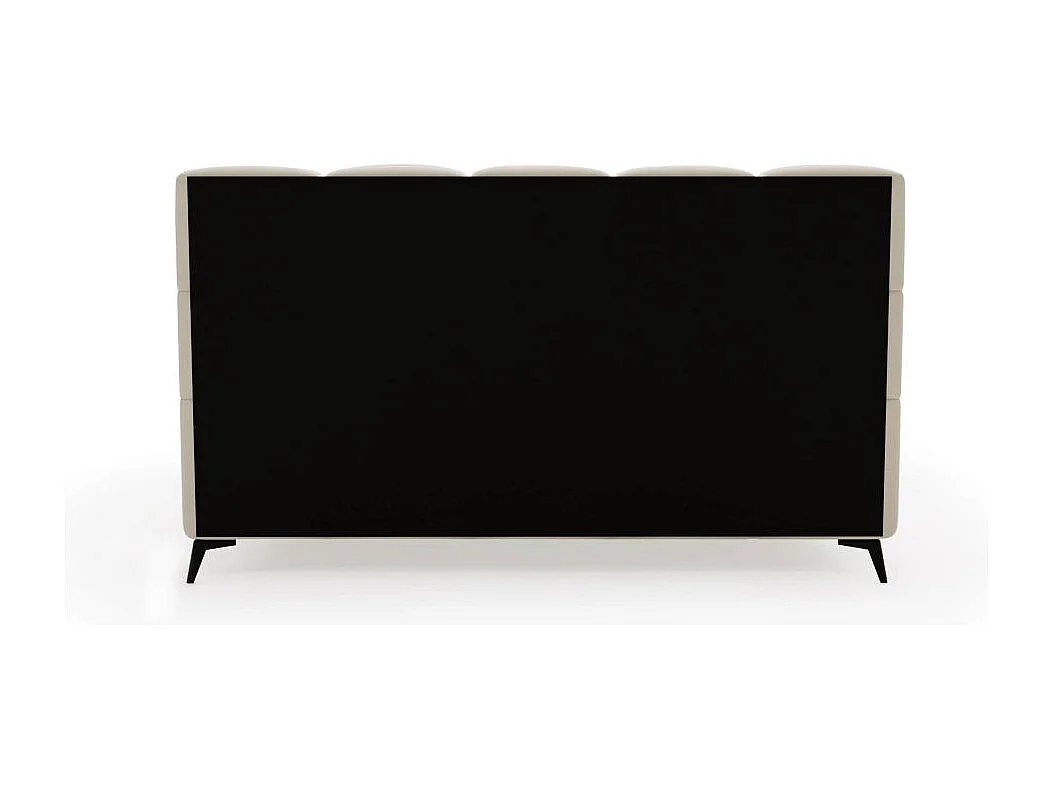 Cadre de lit avec coffre NIKO en tissu bouclette - Blanc - Dimensions du couchage : 160 x 200 cm