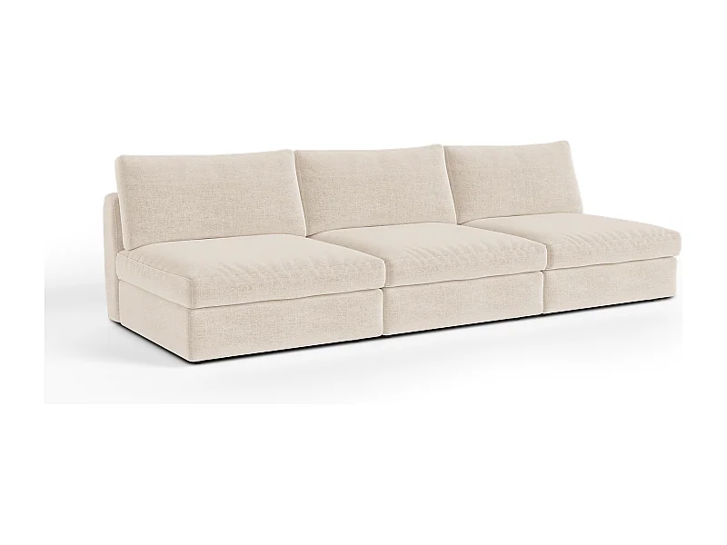 Canapé modulable 4-5 places tissu tramé toucher doux beige NEST