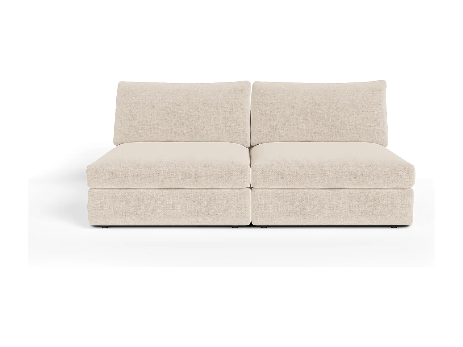 Canapé modulable 3 places tissu tramé toucher doux beige NEST