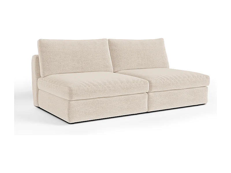 Canapé modulable 3 places tissu tramé toucher doux beige NEST