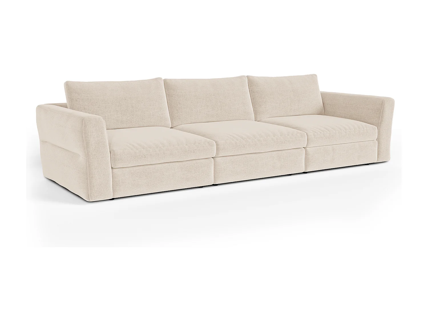 Canapé modulable 4-5 places tissu tramé toucher doux beige NEST