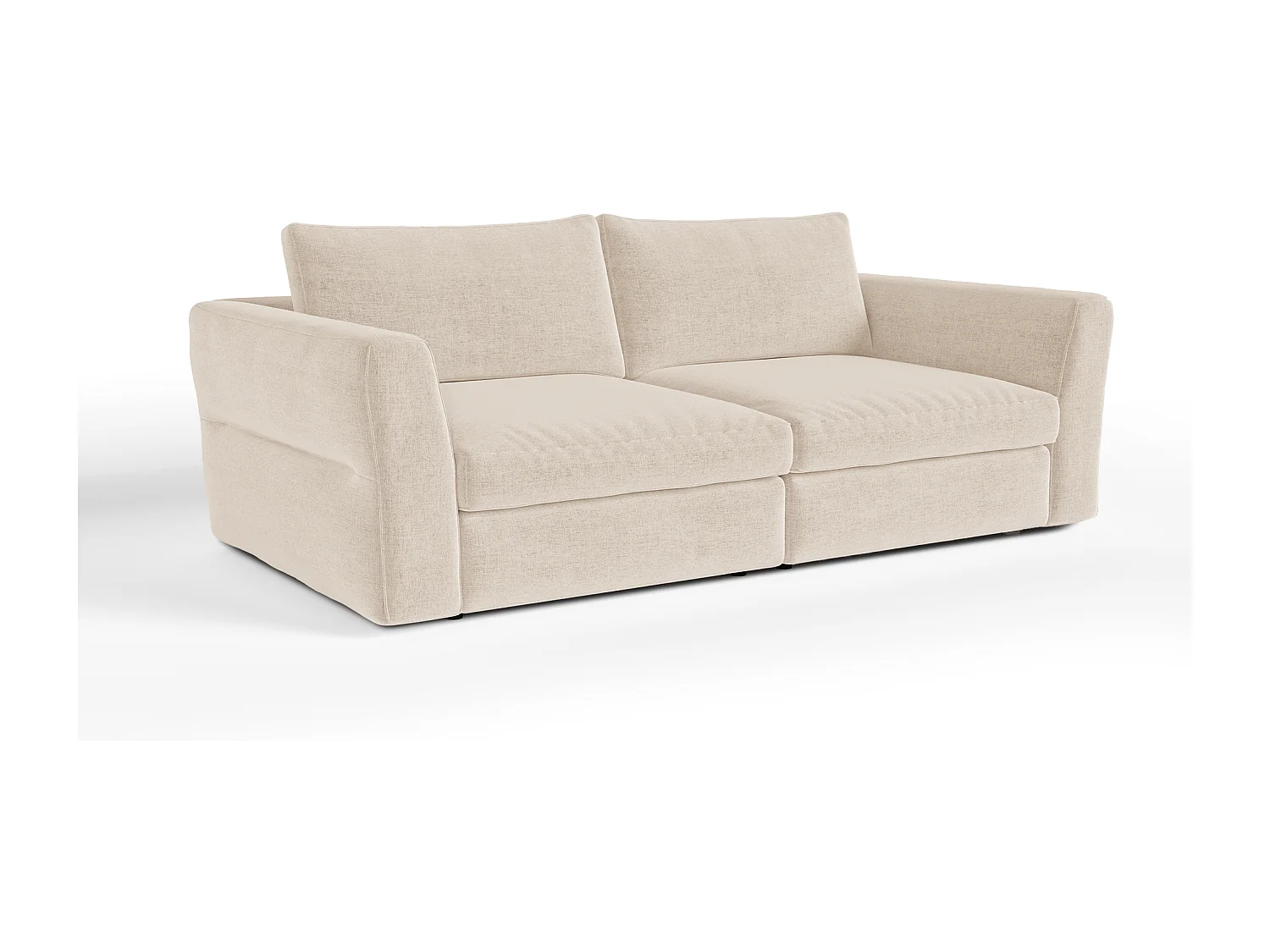 Canapé modulable 3 places tissu tramé toucher doux beige NEST