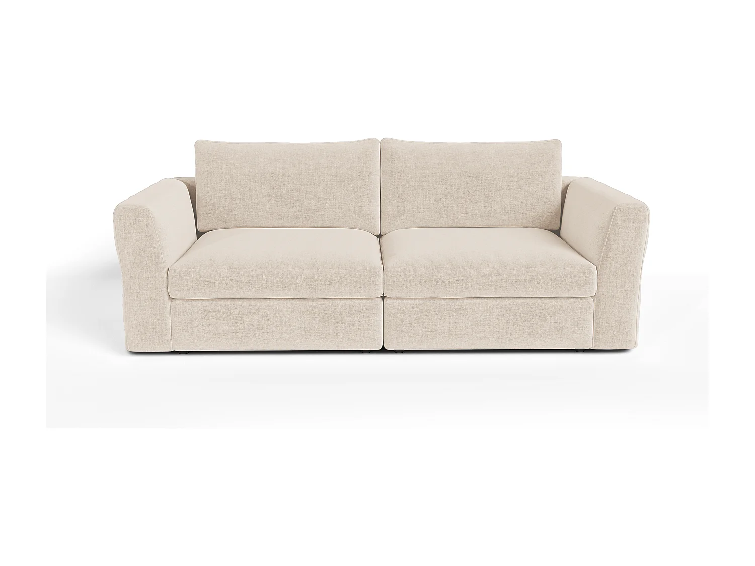 Canapé modulable 3 places tissu tramé toucher doux beige NEST