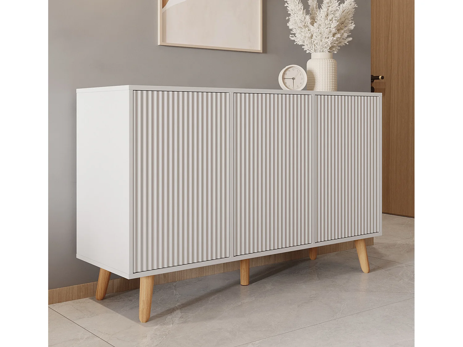 Bahut Buffet pour Salon Salle à manger en Blanc 120x40x76cm Renzo