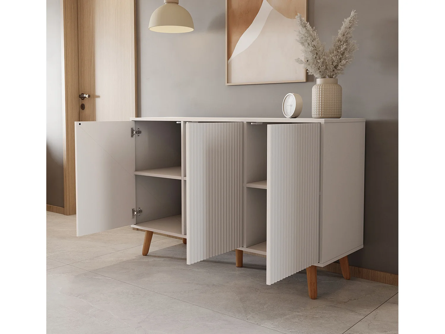 Bahut Buffet pour Salon Salle à manger en Blanc 120x40x76cm Renzo