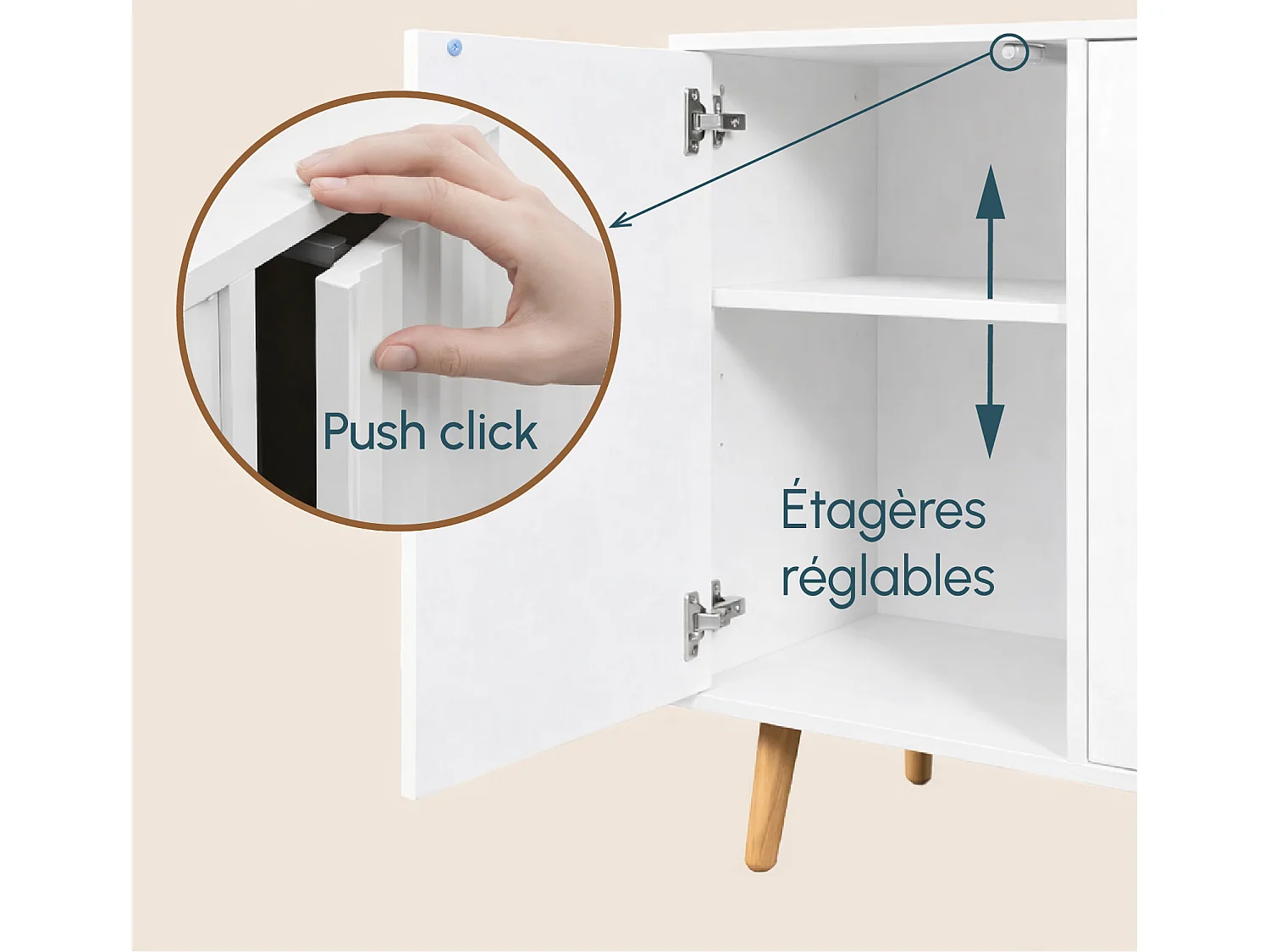 Bahut Buffet pour Salon Salle à manger en Blanc 120x40x76cm Renzo