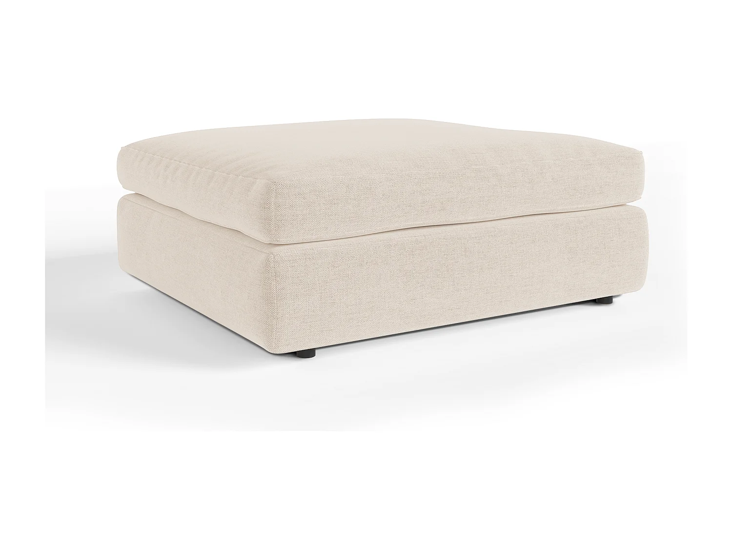 Pouf tissu tramé toucher doux beige NEST