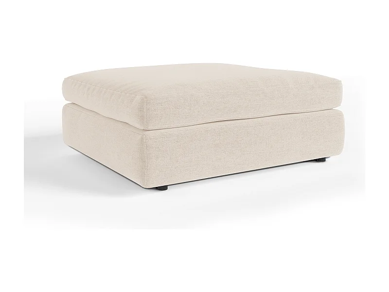 Pouf tissu tramé toucher doux beige NEST