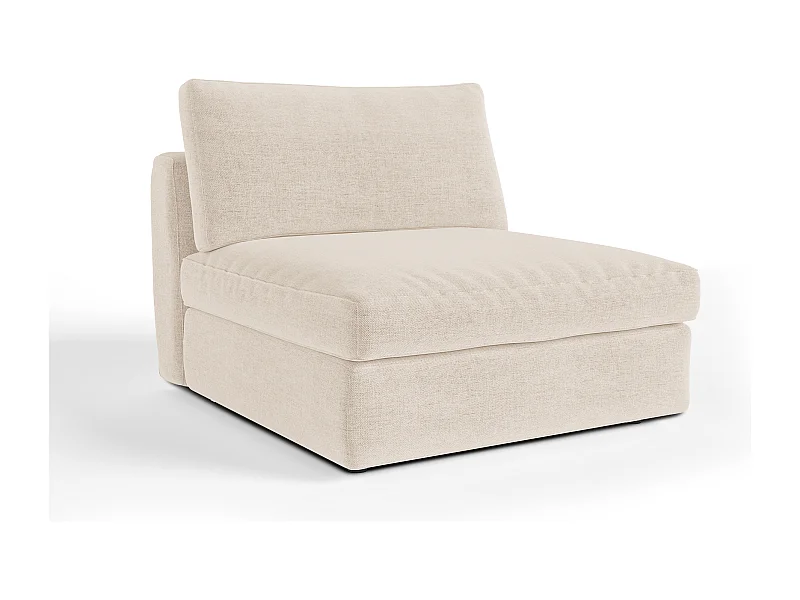 Fauteuil tissu tramé toucher doux beige NEST