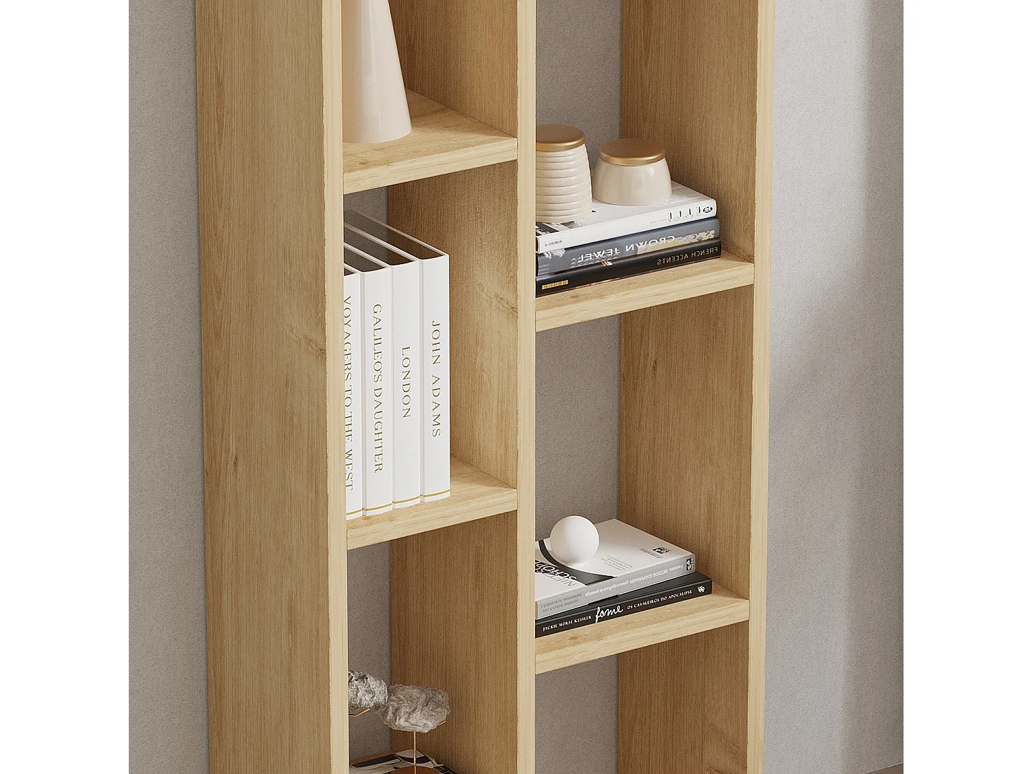 Bibliothèque moderne en mélaminé – 150 cm de haut x 45 cm de large x 20 cm de profondeur – Chêne Saphir