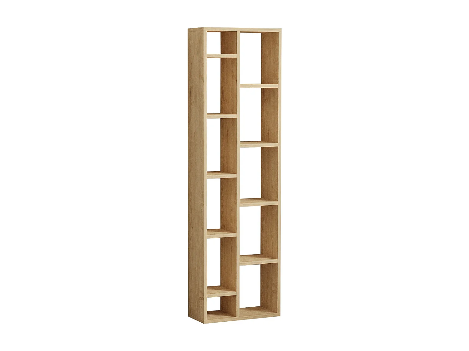 Bibliothèque moderne en mélaminé – 150 cm de haut x 45 cm de large x 20 cm de profondeur – Chêne Saphir