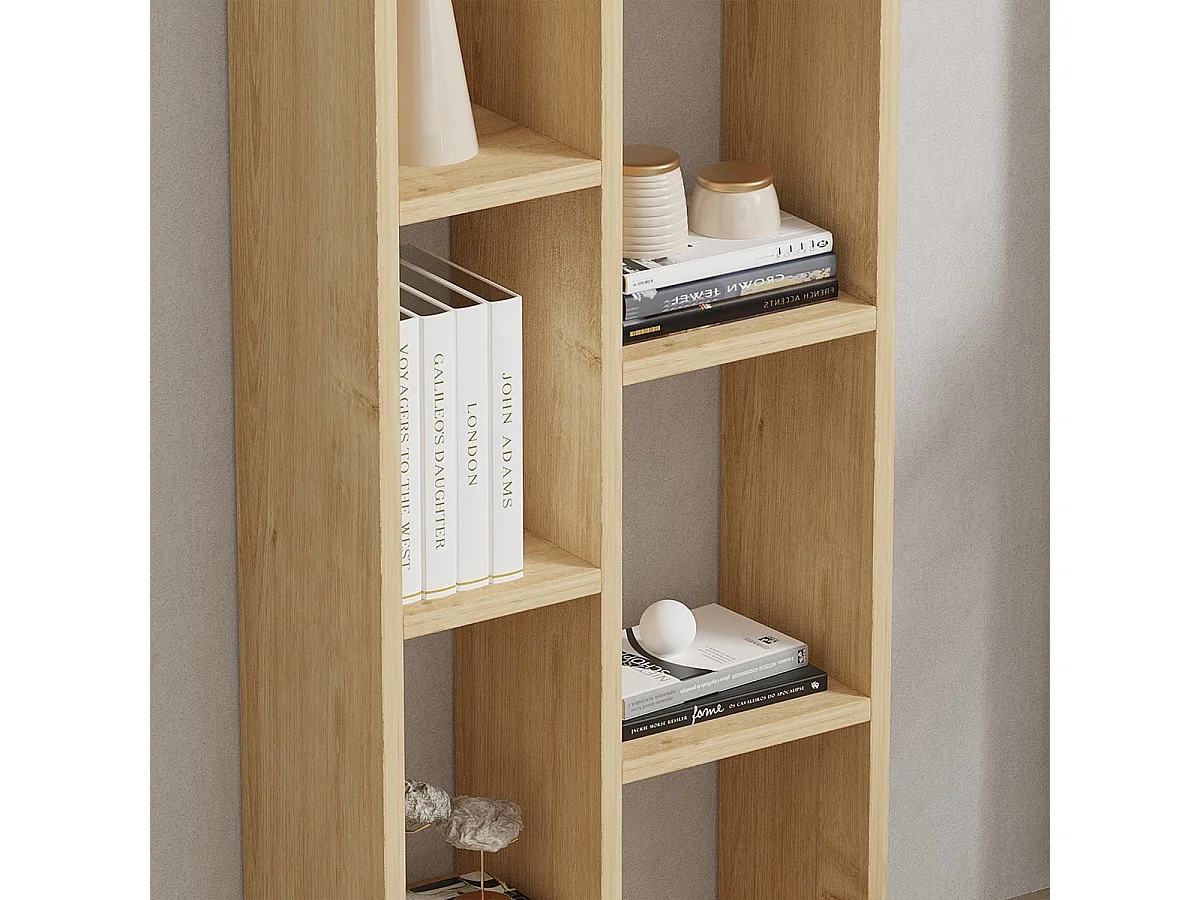 Bibliothèque moderne en mélaminé – 150 cm de haut x 45 cm de large x 20 cm de profondeur – Chêne Saphir