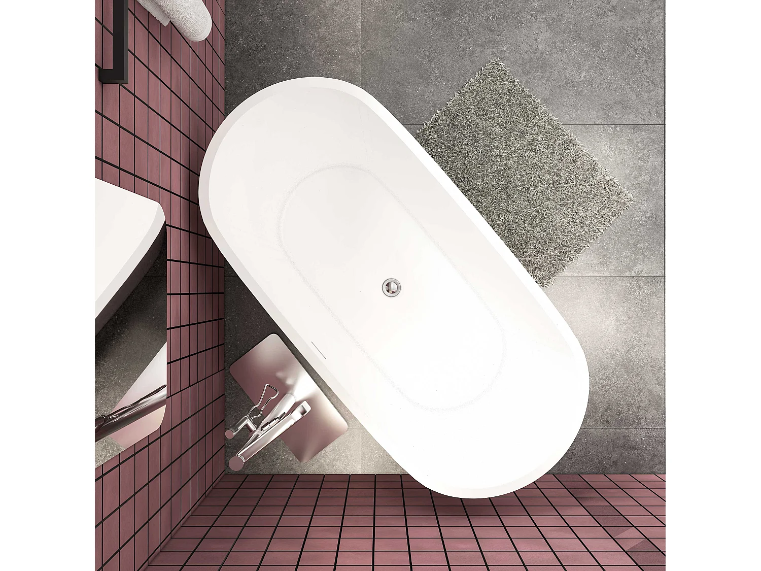 Aica 150x70x58 cm Functioneel Vrijstaand wit Acrylbad Ovaal met Uitstekende Warmte-isolatie en Afvoerset