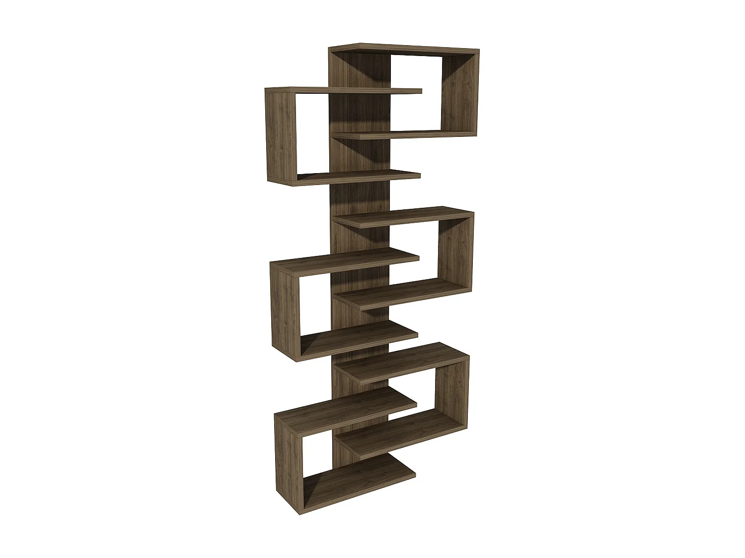 Bibliothèque moderne en panneaux de particules mélaminés – 75 cm x 161,3 cm x 21,3 cm – Noyer