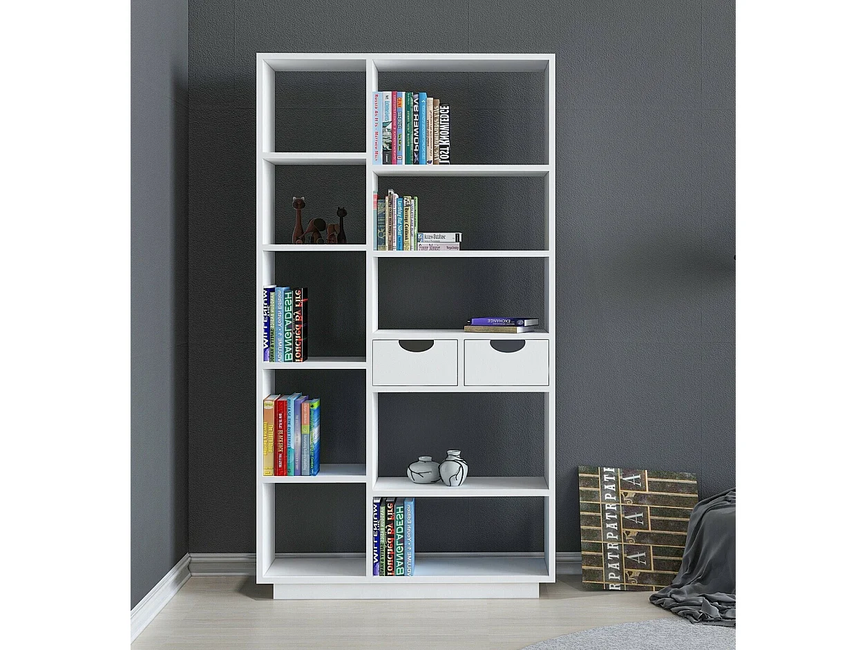 Bibliothèque en bois "Luma" - 80 x 25 x 188 cm - Blanc