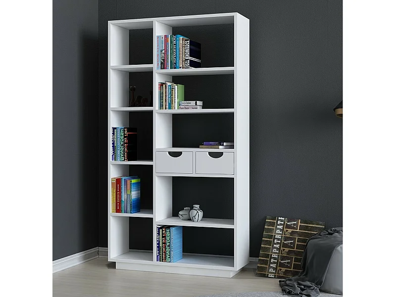 Bibliothèque en bois "Luma" - 80 x 25 x 188 cm - Blanc