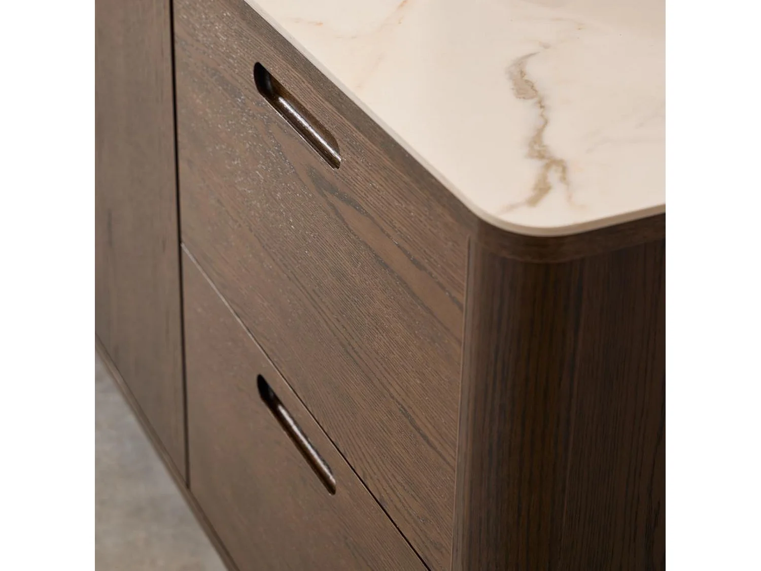 Buffet de salle à manger chêne fumé et céramique L160 - SIMONE