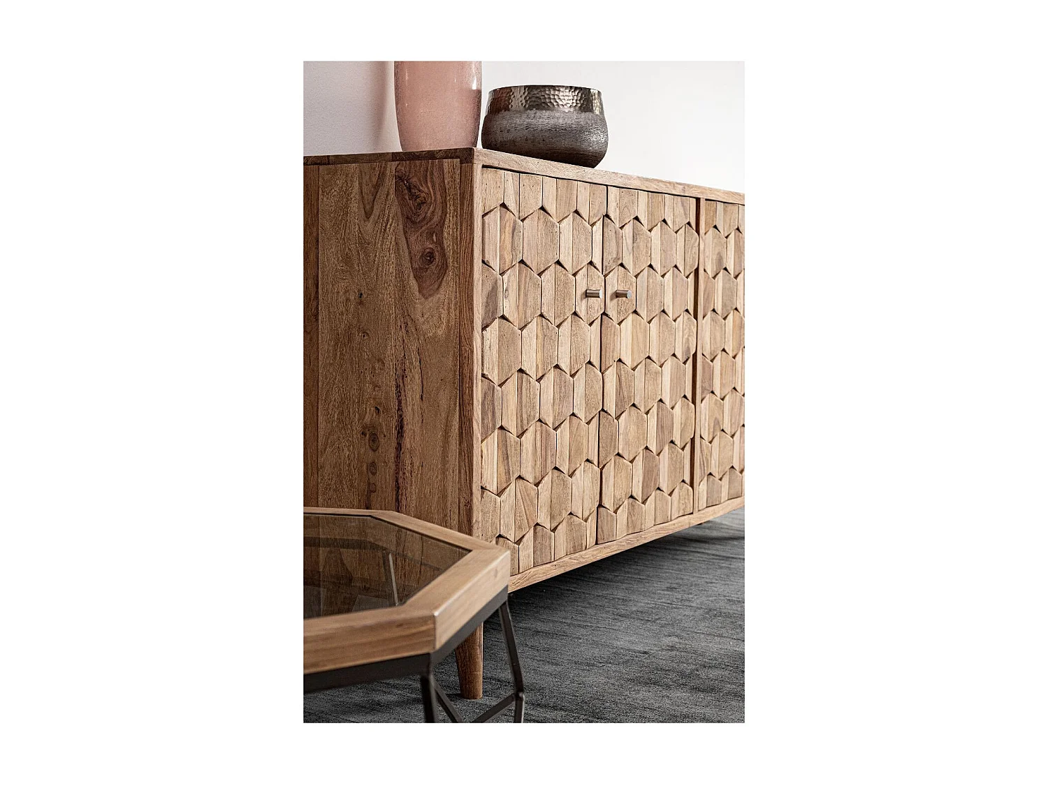 Buffet bas vintage en bois 4 portes L177 - LOCKE