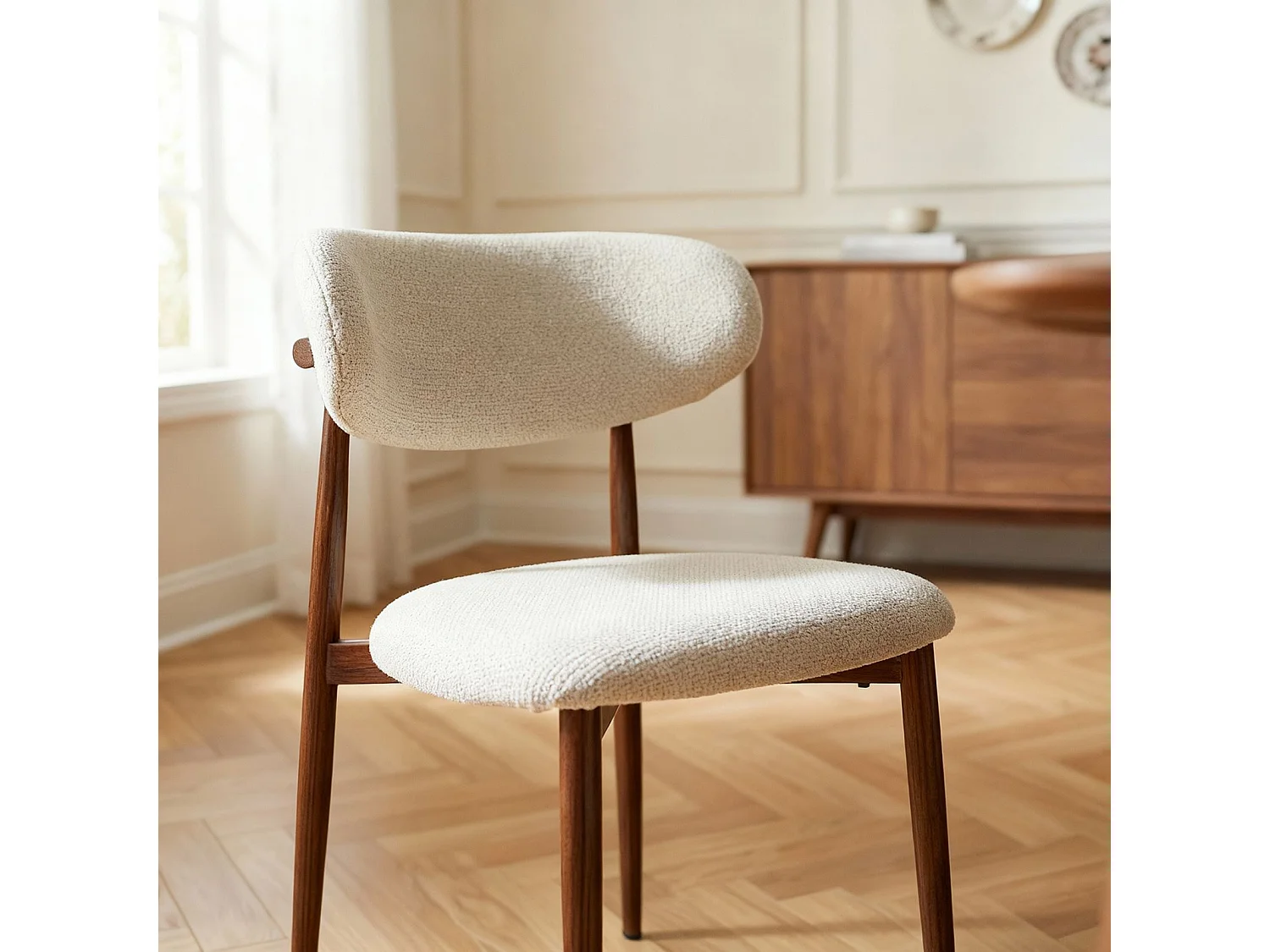 Lot de 2 Chaises ACOSTA en Tissu Blanc, Chaise de Salle à Manger et Cuisine au Look Moderne, Assise Rembourrée