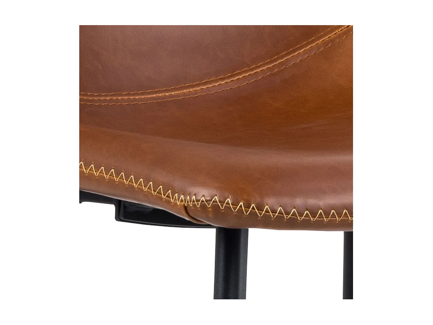 Tabourets de bar simili marron pieds métal noir (lot de 2) - NIELS