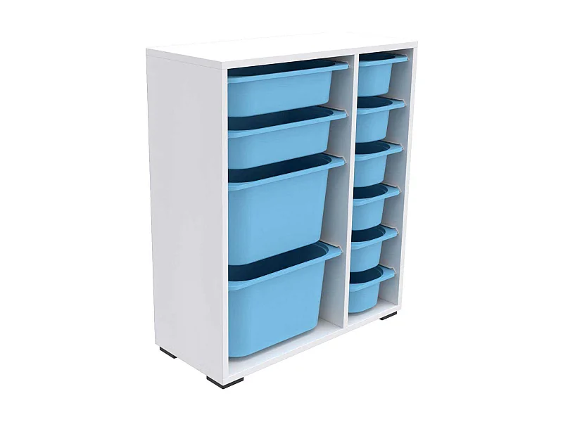 Meuble de rangement 10 tiroirs Zen Blanc et bleu 2