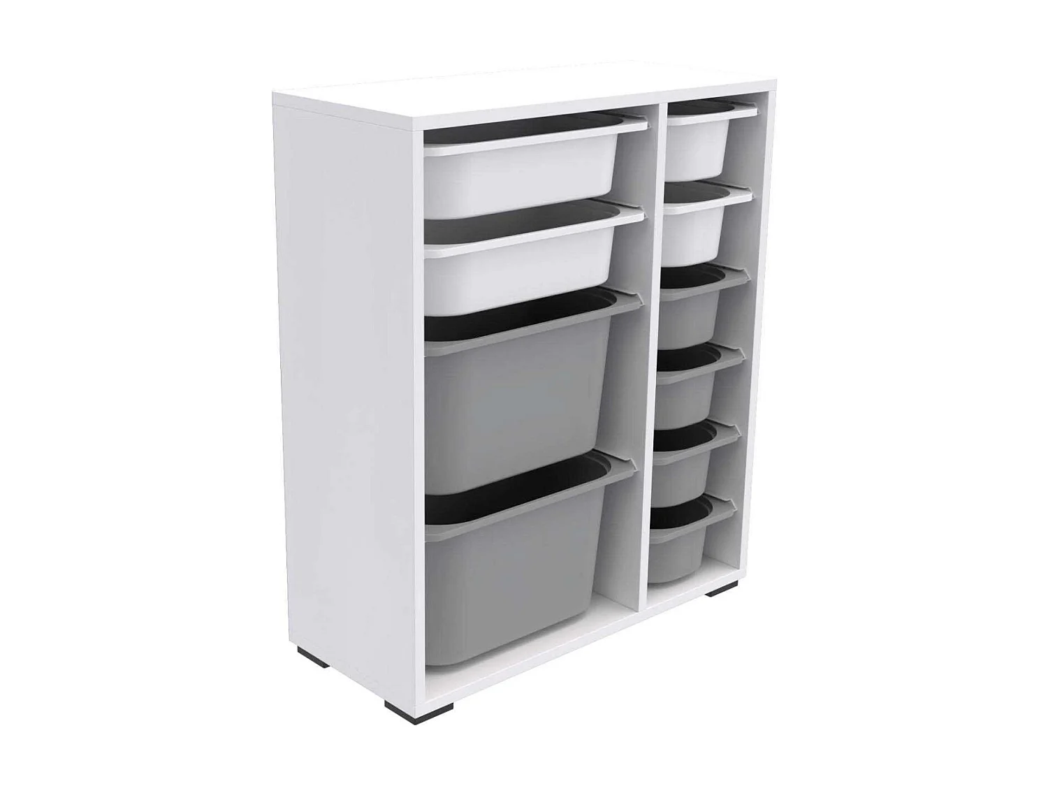 Meuble de rangement 10 tiroirs Zen Blanc et gris