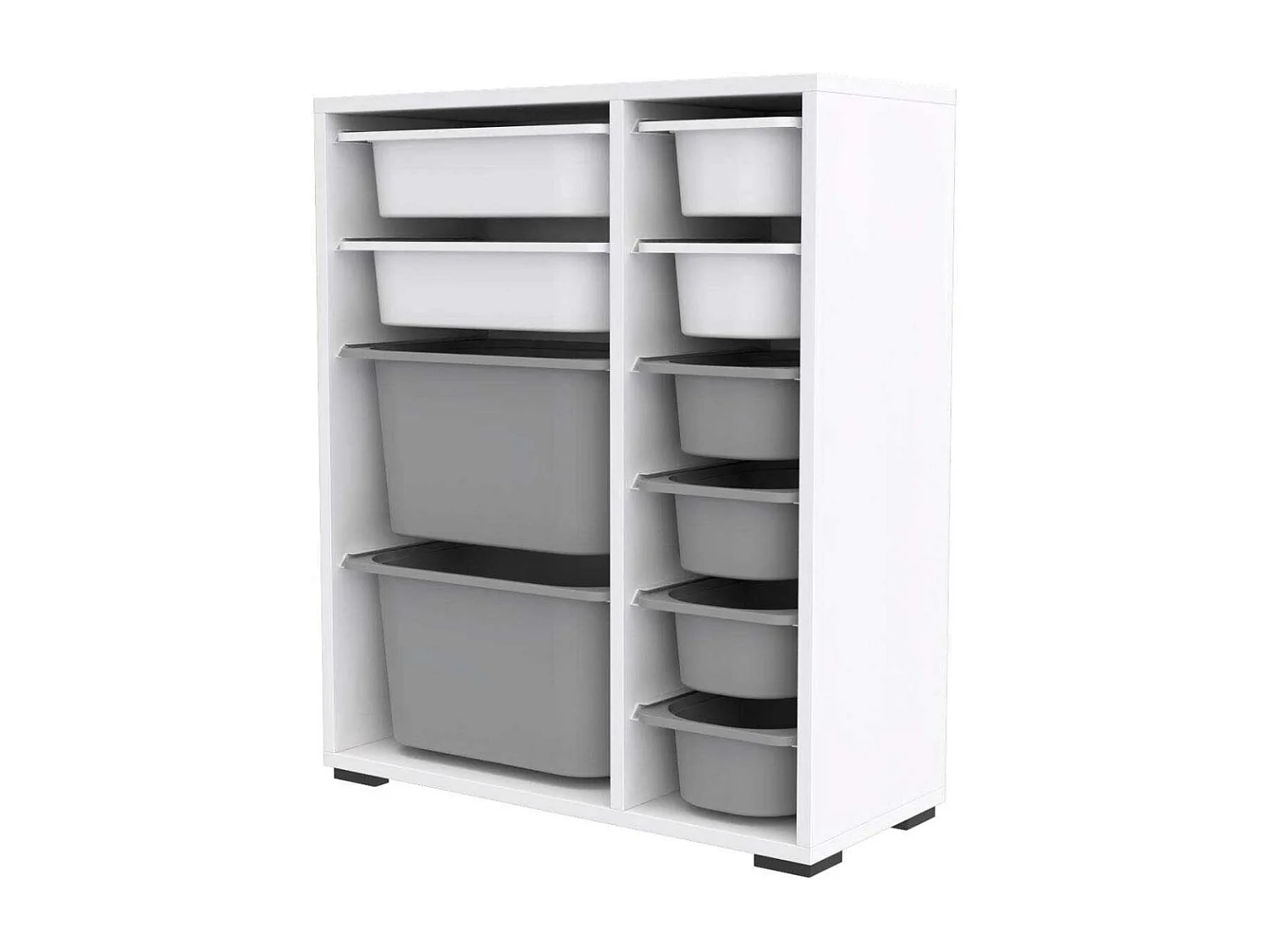 Meuble de rangement 10 tiroirs Zen Blanc et gris