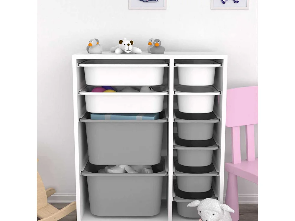 Meuble de rangement 10 tiroirs Zen Blanc et gris